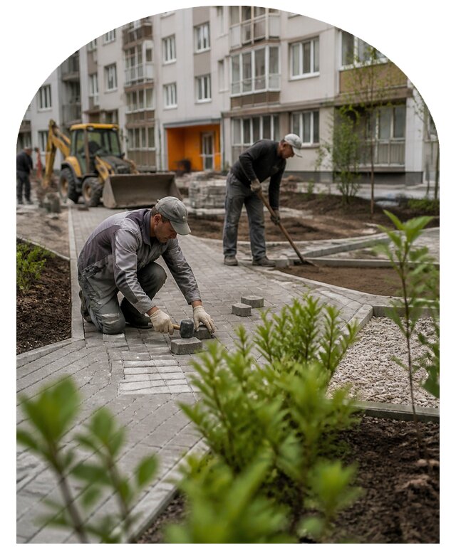 Благоустройство двора многоквартирного дома в Кашире