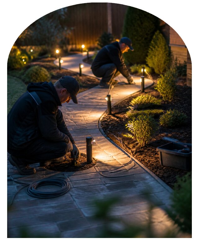 Освещение садовых дорожек и тропинок под ключ в Кашире